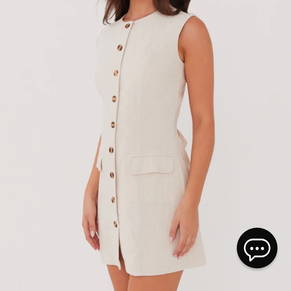 Peppermayo Cream Sleeveless Button-Front Mini Dress - Picture 3 of 7